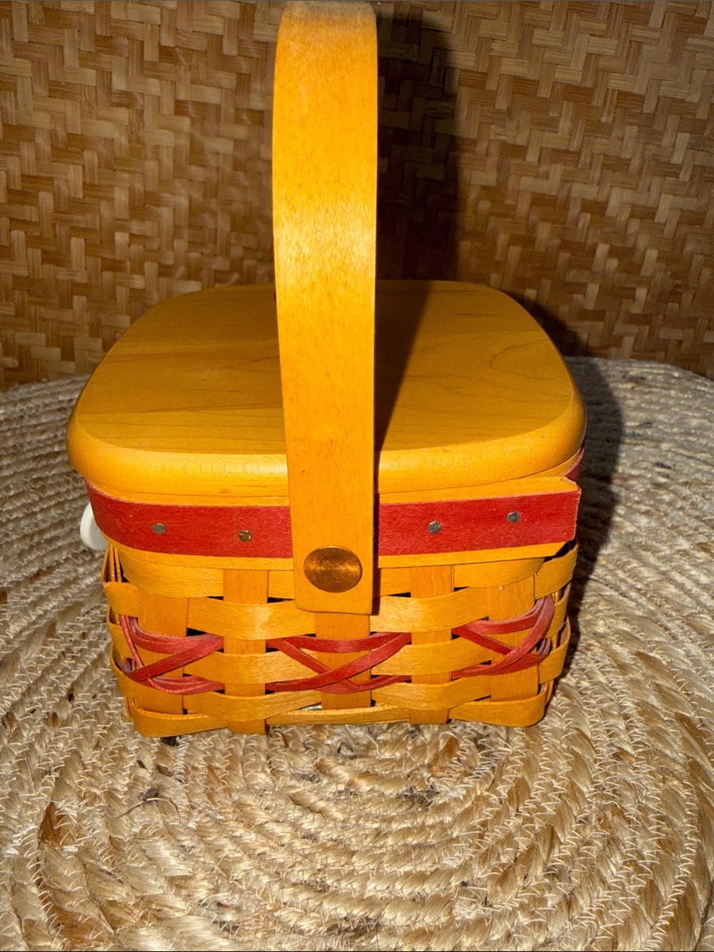 Longaberger 2000 Let It Snow Tree Trimming Basket w Lid Tie-On - Picture 4 of 13
